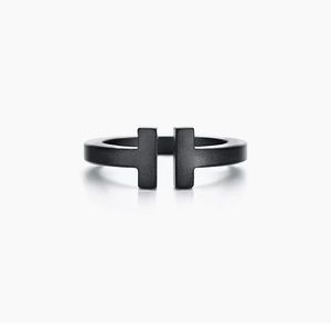 TIFFANY CO. Square Ring
in Black-coated Steel